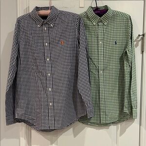 Ralph Lauren Boys XL Button DownShirts - Navy & White and Green, Blue & White